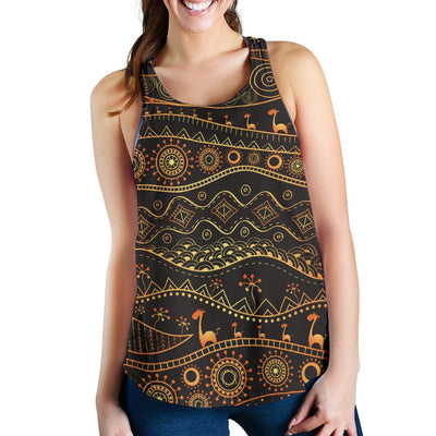 Gold African Design Women Racerback Tank Top