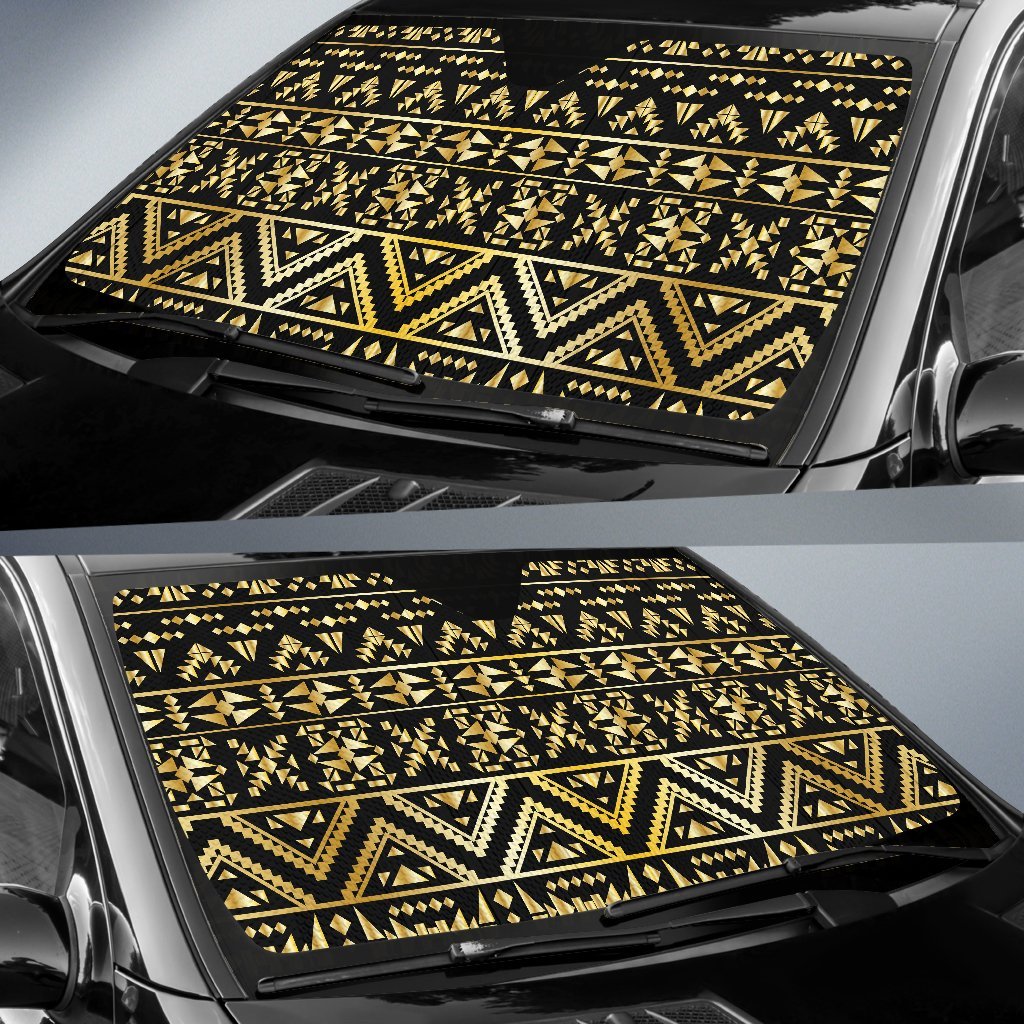 Gold Aztec Tribal Car Sun Shade-JorJune