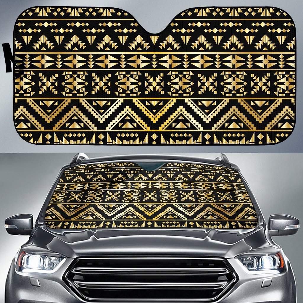 Gold Aztec Tribal Car Sun Shade-JorJune