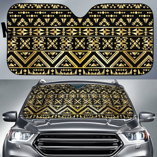 Gold Aztec Tribal Car Sun Shade-JorJune