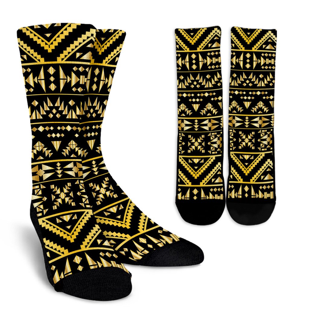 Gold Aztec Tribal Crew Socks