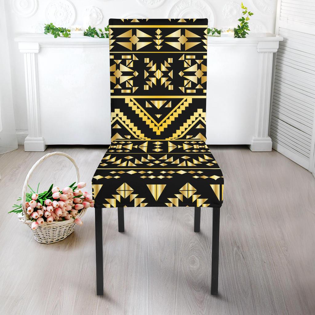 Gold Aztec Tribal Dining Chair Slipcover-JORJUNE.COM