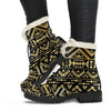 Gold Aztec Tribal Faux Fur Leather Boots