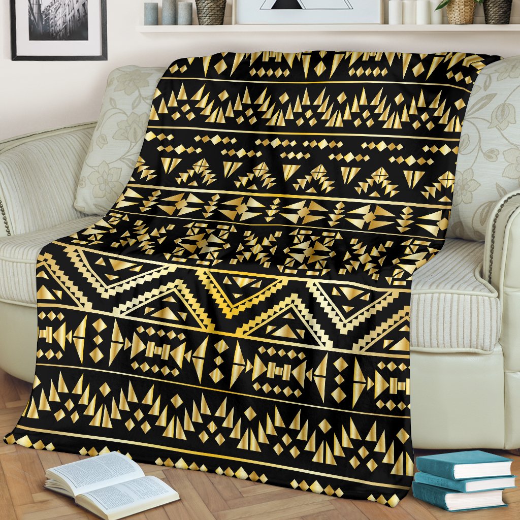 Gold Aztec Tribal Fleece Blanket