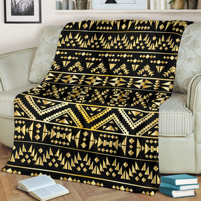 Gold Aztec Tribal Fleece Blanket