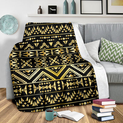 Gold Aztec Tribal Fleece Blanket