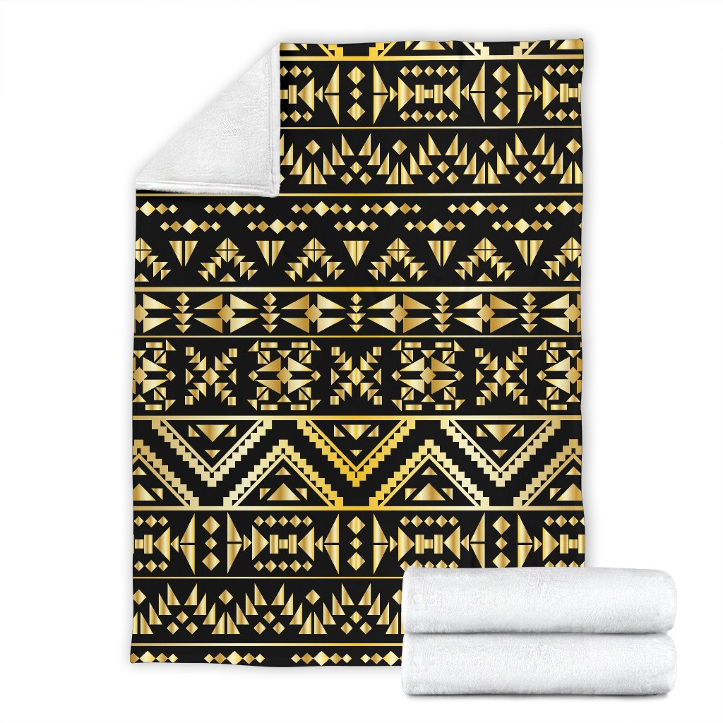 Gold Aztec Tribal Fleece Blanket