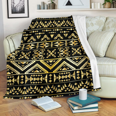 Gold Aztec Tribal Fleece Blanket