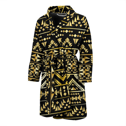 Gold Aztec Tribal Men Bath Robe