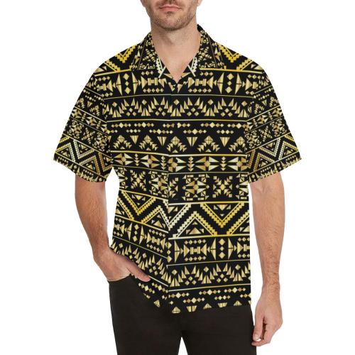 Gold Aztec Tribal Men Hawaiian Shirt