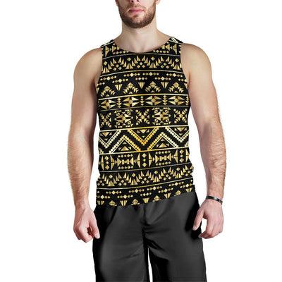 Gold Aztec Tribal Men Tank Top