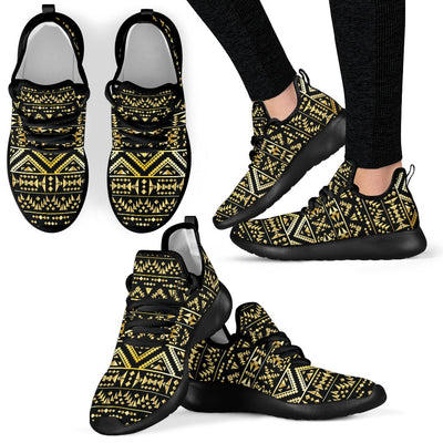 Gold Aztec Tribal Mesh Knit Sneakers Shoes