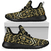 Gold Aztec Tribal Mesh Knit Sneakers Shoes