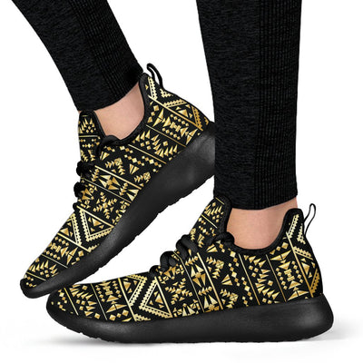 Gold Aztec Tribal Mesh Knit Sneakers Shoes