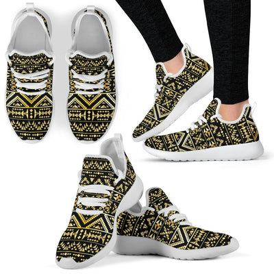 Gold Aztec Tribal Mesh Knit Sneakers Shoes