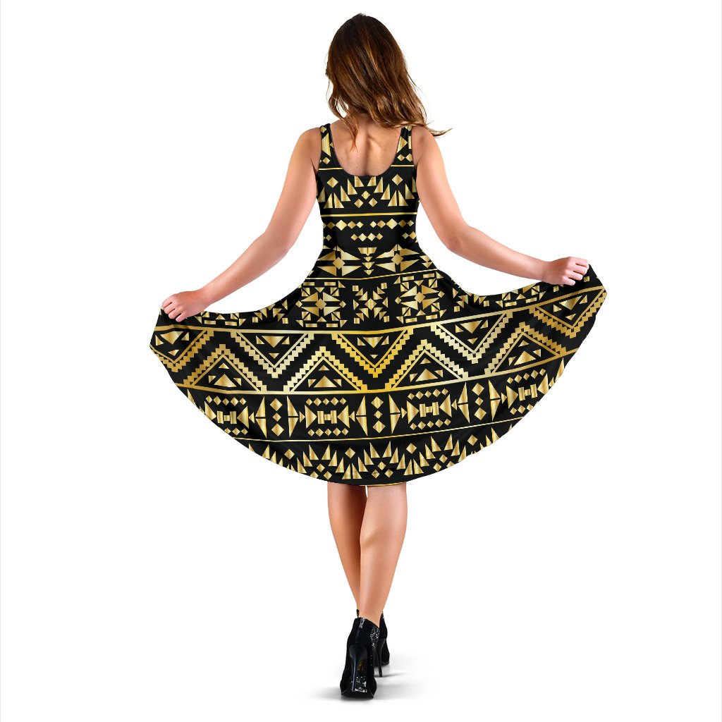 Gold Aztec Tribal Sleeveless Mini Dress