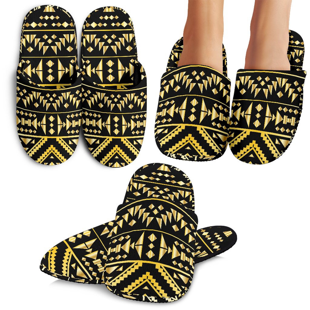 Gold Aztec Tribal Slippers