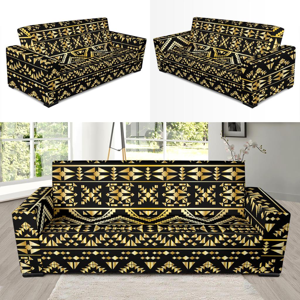 Gold Aztec Tribal Sofa Slipcover-JORJUNE.COM