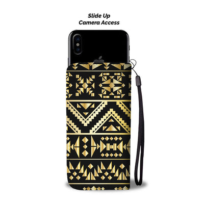 Gold Aztec Tribal Wallet Phone case