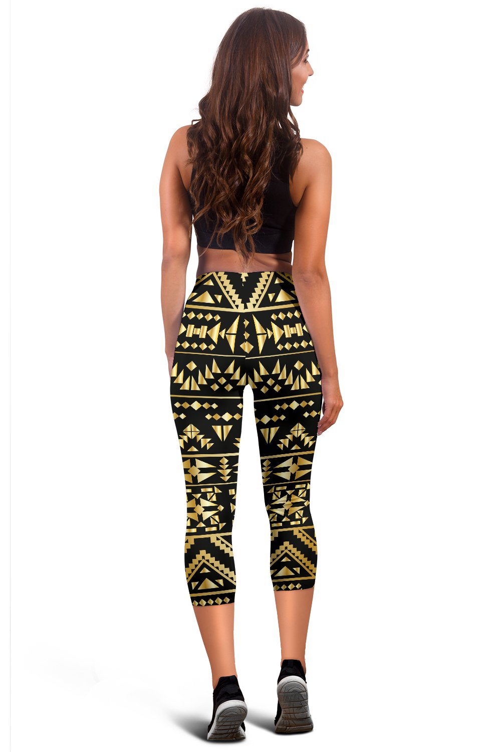 Gold Aztec Tribal Women Capris