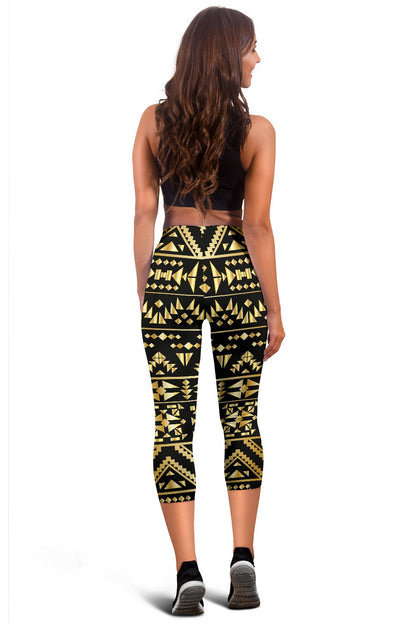 Gold Aztec Tribal Women Capris