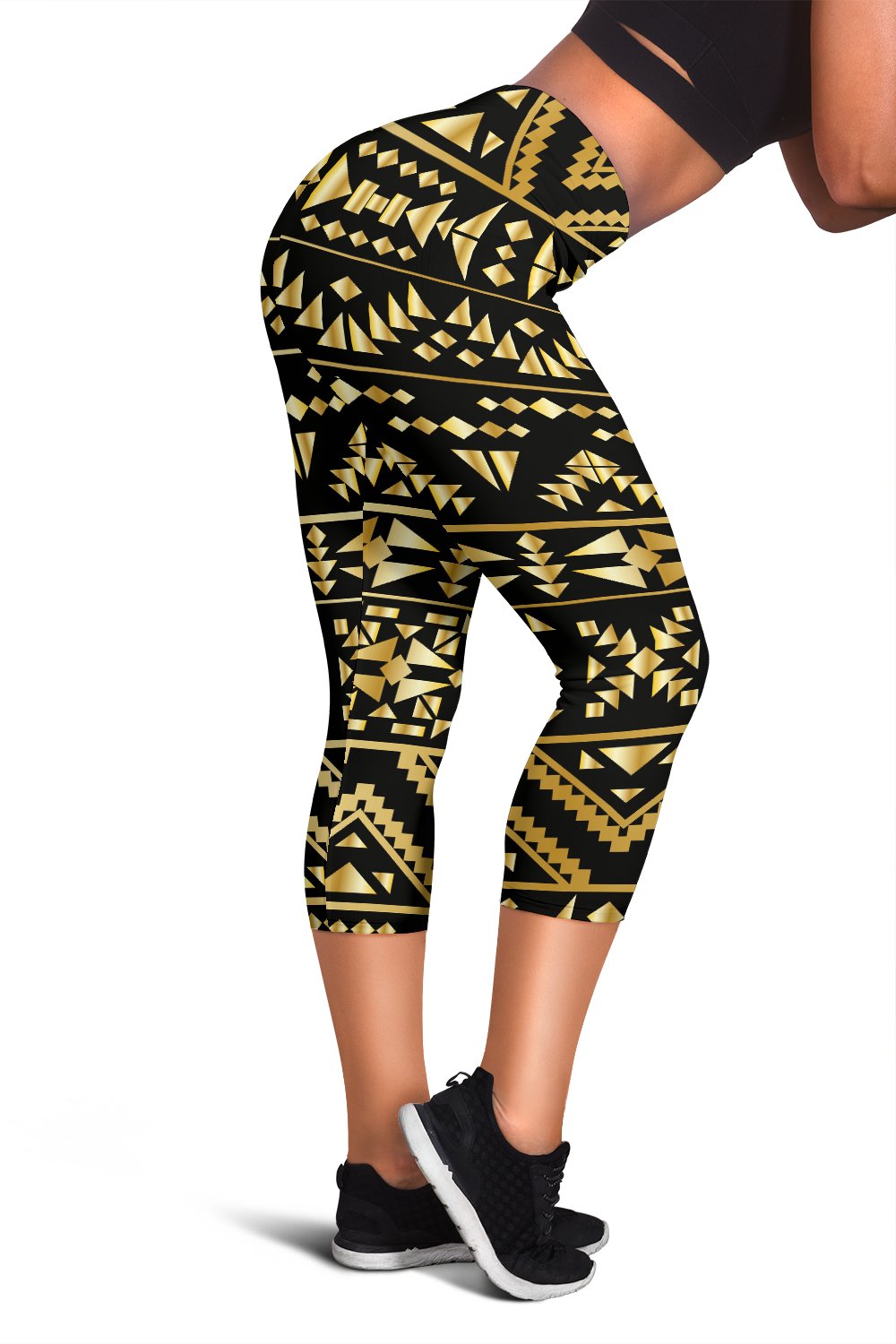 Gold Aztec Tribal Women Capris