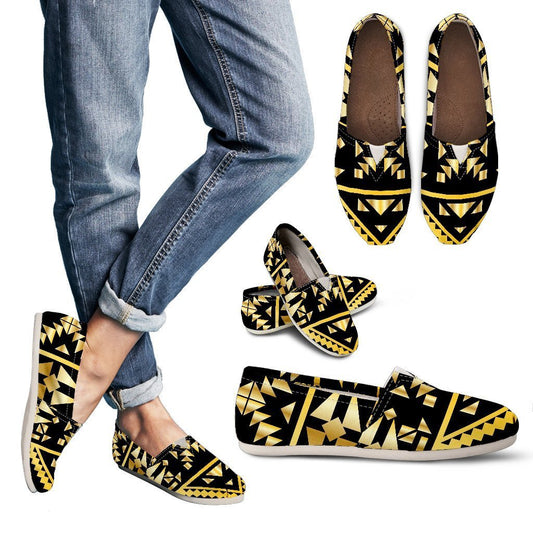 Gold Aztec Tribal Women Casual Shoes-JorJune.com