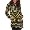 Gold Aztec Tribal Women Hoodie Dress