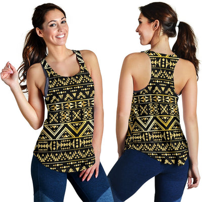 Gold Aztec Tribal Women Racerback Tank Top