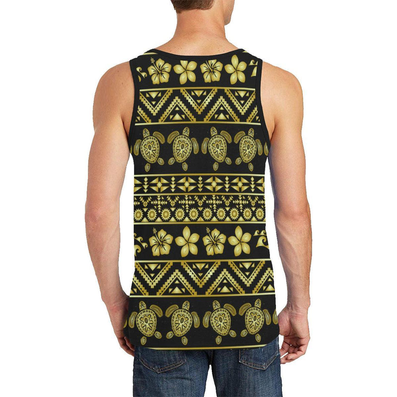 Tribal Aztec Sea Turtle Hawaiian Flower Men Tank Top