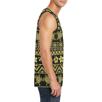 Tribal Aztec Sea Turtle Hawaiian Flower Men Tank Top