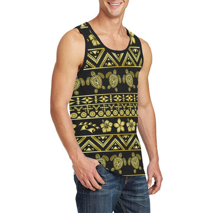 Tribal Aztec Sea Turtle Hawaiian Flower Men Tank Top