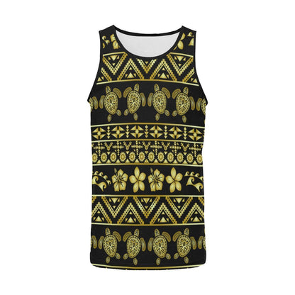 Tribal Aztec Sea Turtle Hawaiian Flower Men Tank Top