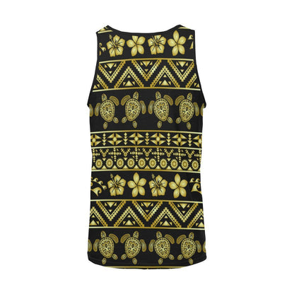 Tribal Aztec Sea Turtle Hawaiian Flower Men Tank Top