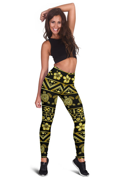 Gold Aztec Western Sea Turtle Women Leggings