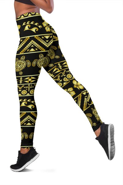 Gold Aztec Western Sea Turtle Women Leggings