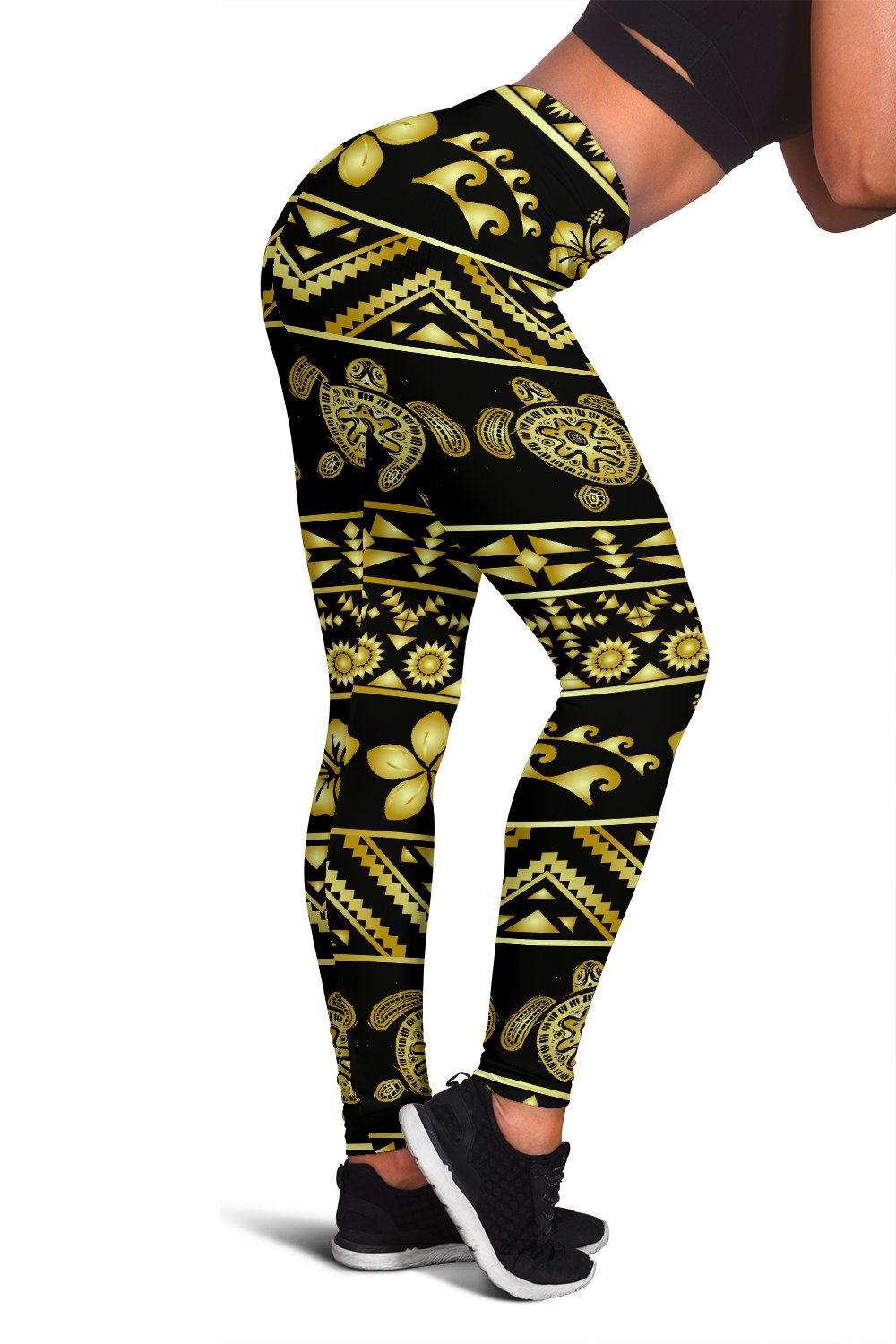 Gold Aztec Western Sea Turtle Women Leggings