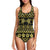 Tribal Aztec Sea Turtle Hawaiian Flower Women One Piece Swimsuit