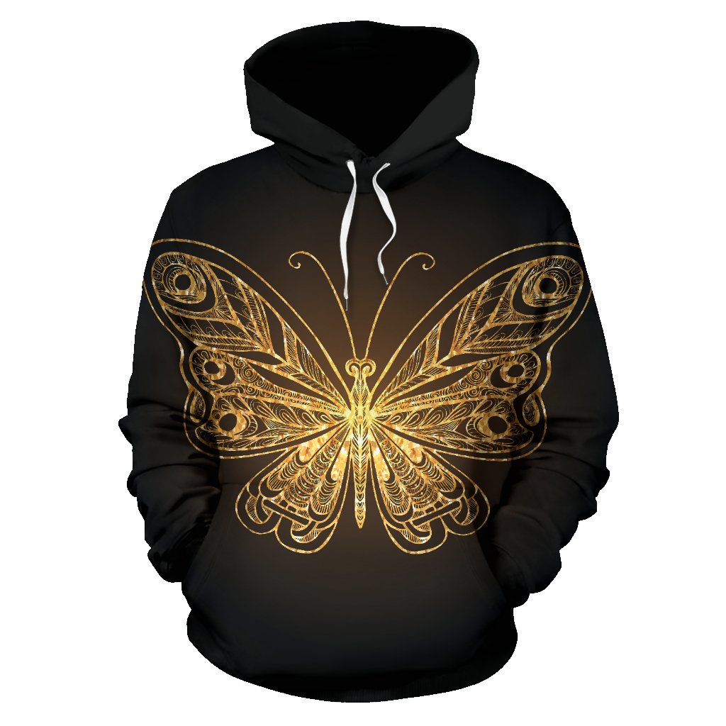 Gold Butterfly All Over Print Hoodie
