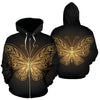 Gold Butterfly All Over Zip Up Hoodie