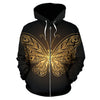 Gold Butterfly All Over Zip Up Hoodie