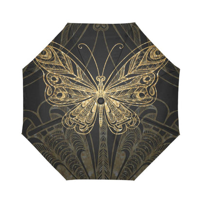 Gold Butterfly Automatic Foldable Umbrella