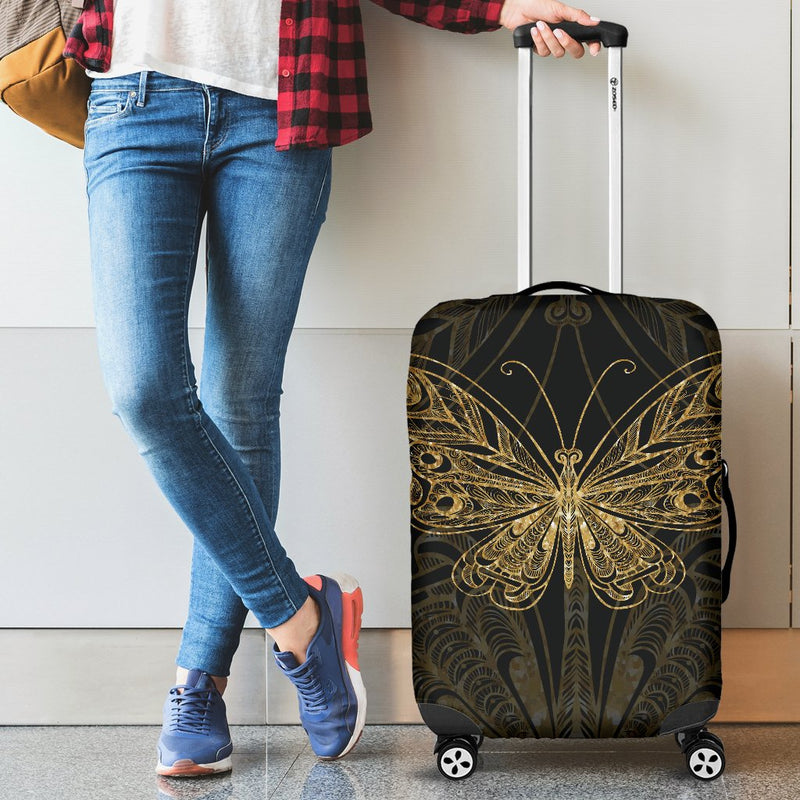 Gold Butterfly Luggage Cover Protector