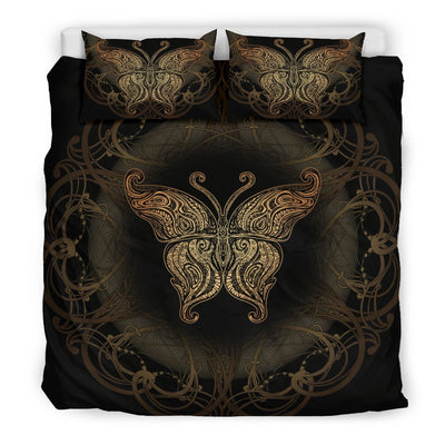 Gold Butterfly Ornamenta Duvet Cover Bedding Set