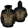 Gold Butterfly Ornamental All Over Zip Up Hoodie