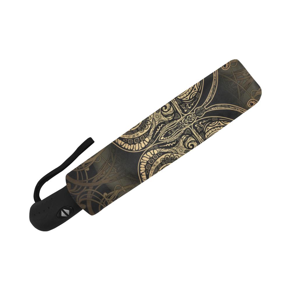 Gold Butterfly Ornamental Automatic Foldable Umbrella