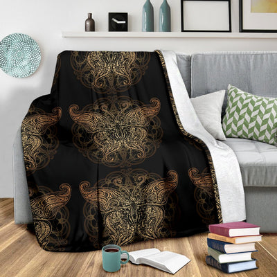 Gold Butterfly Ornamental Fleece Blanket