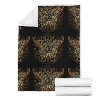 Gold Butterfly Ornamental Fleece Blanket