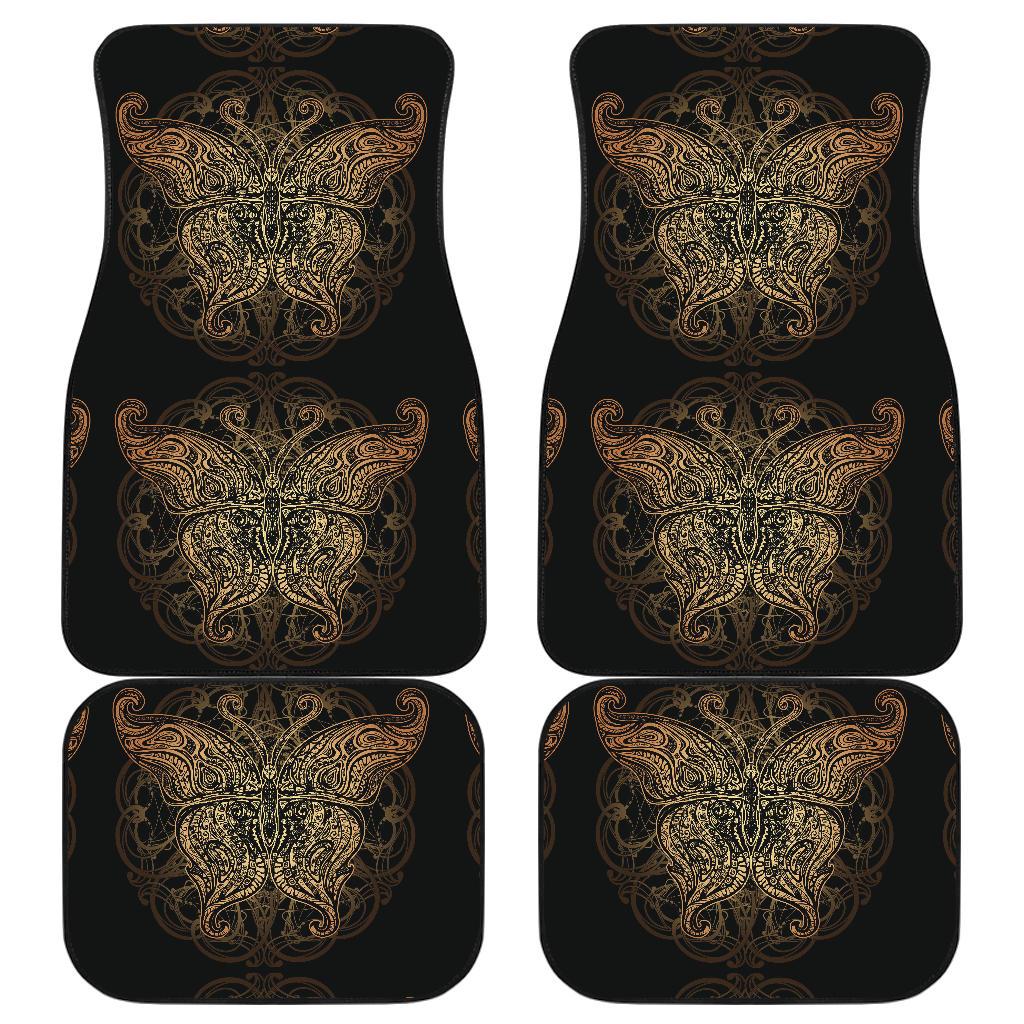 Gold Butterfly Ornamental Front and Back Car Floor Mats