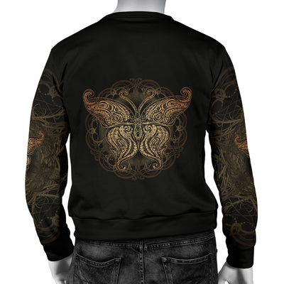 Gold Butterfly Ornamental Men Crewneck Sweatshirt